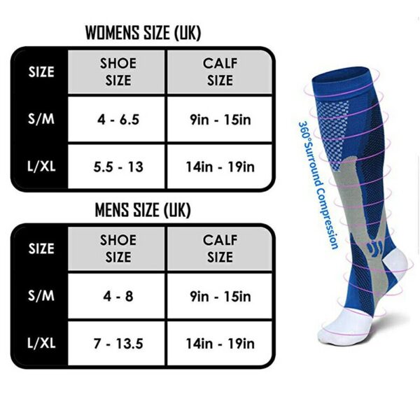 One Pairs Compression Socks Sports Calf Shin Leg Socks for Running Unisex, Black S/M - Image 3
