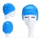 Men and Women Soft Drape Elastic Swimming Cap Hat Fit for Long Hair Dreadlocks - Lake Blue