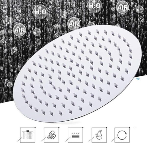 8 Round Shower Head Chrome Stainless Steel Rainfall Overhead Bathroom Large UK - Image 4