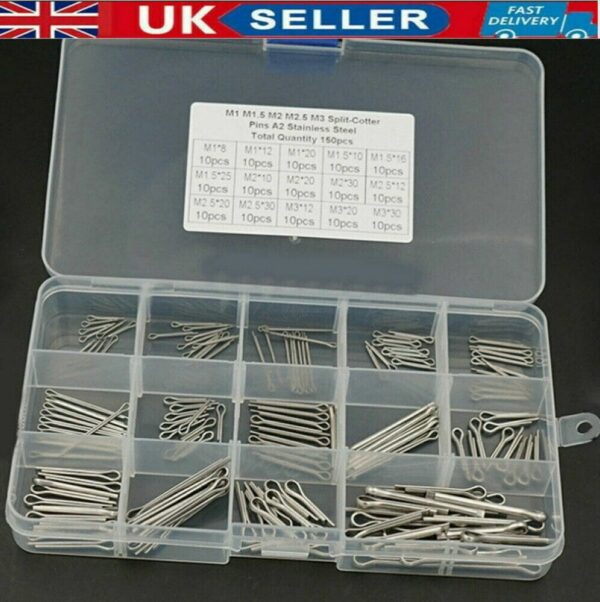 UK 150Pcs Split-Pins   Split Cotter Pins Stainless Steel A2 Marine Grade   304 - Image 2