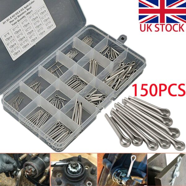 UK 150Pcs Split-Pins   Split Cotter Pins Stainless Steel A2 Marine Grade   304 - Image 8