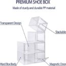 6 Pack Transparent Shoe Storage Boxes Hard Plastic Stackable Shoe Box Organiser